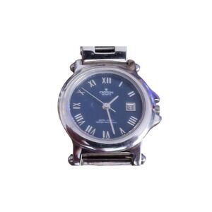 Croton Watch Women 6.25 Silver Blue Dial Date Roman Numeral Stainless Steel New